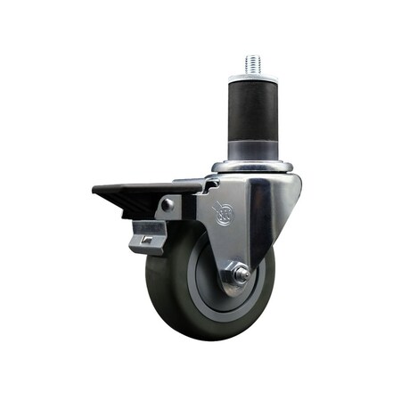 Service Caster 3.5'' Gray Poly Swivel 1-5/8'' Expanding Stem Caster with Brake SCC-EX20S3514-PPUB-PLB-158